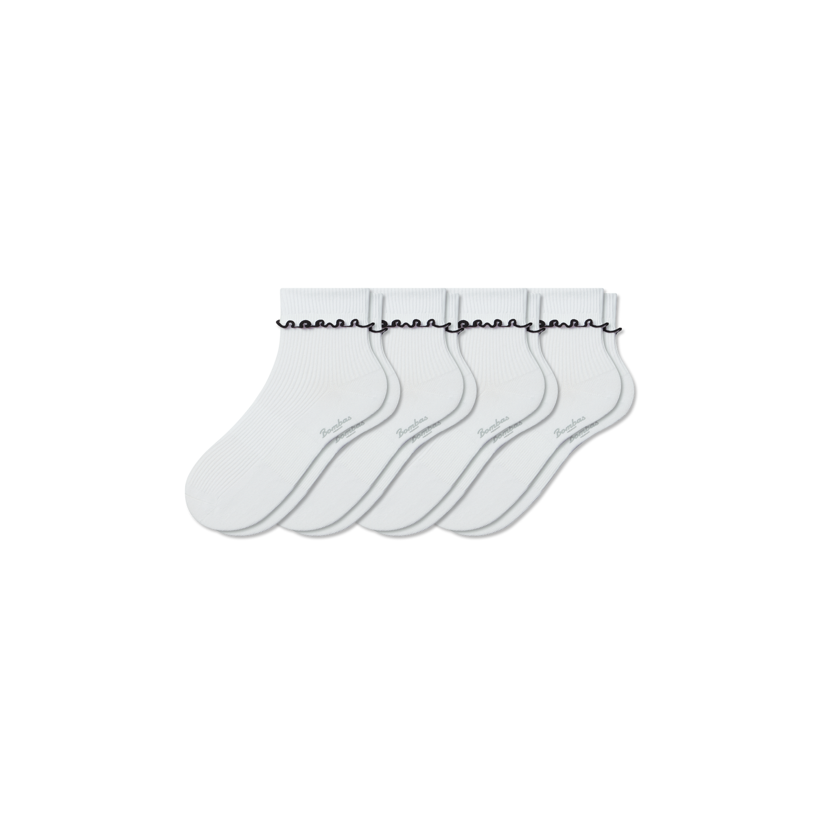 Women's Ruffle Rib Half Calf Sock 4-Pack - White Mix L