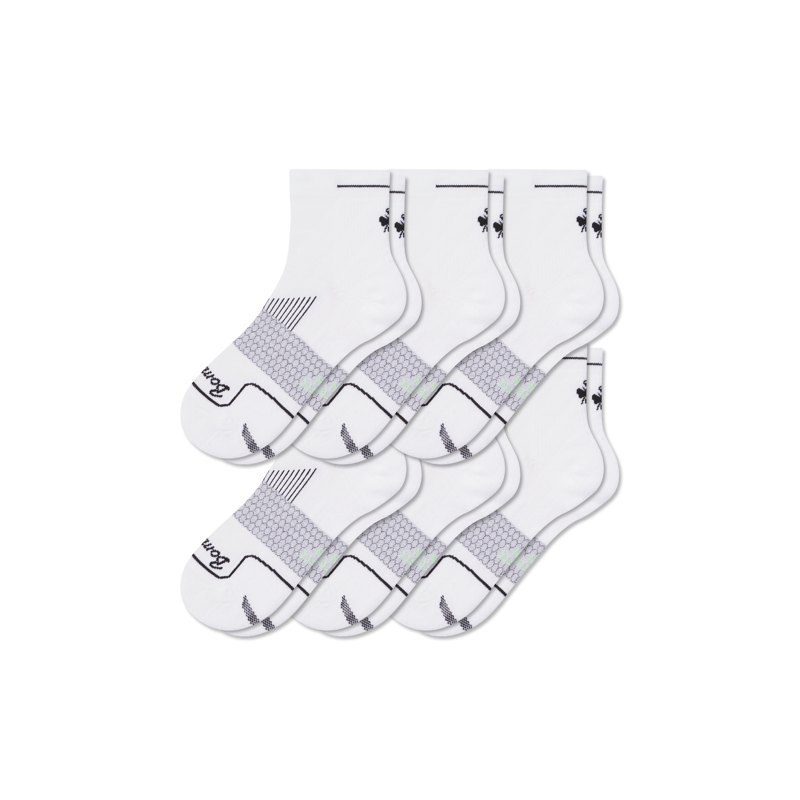 Women's Running Quarter Sock 6-Pack - White Mix