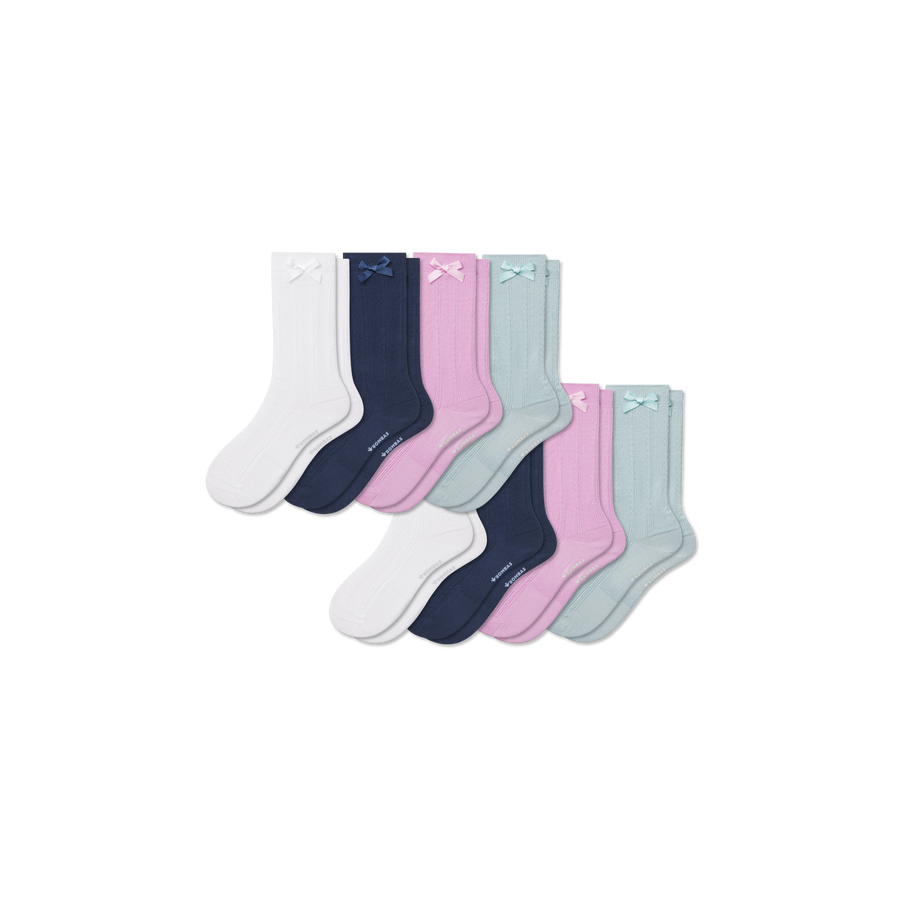 Youth Textured Bow Calf Sock 8-Pack - Soft Studio Pair